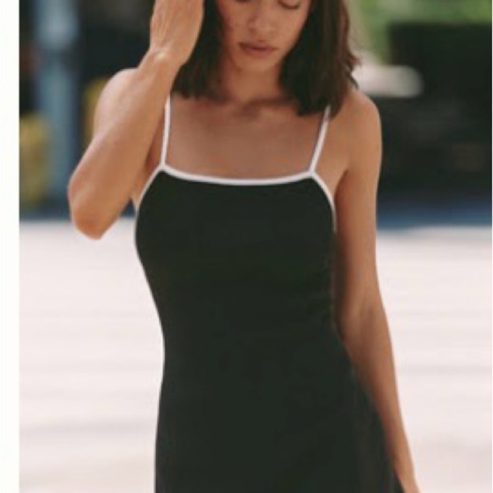 Anthropologie Black Mini Dress with White Trim